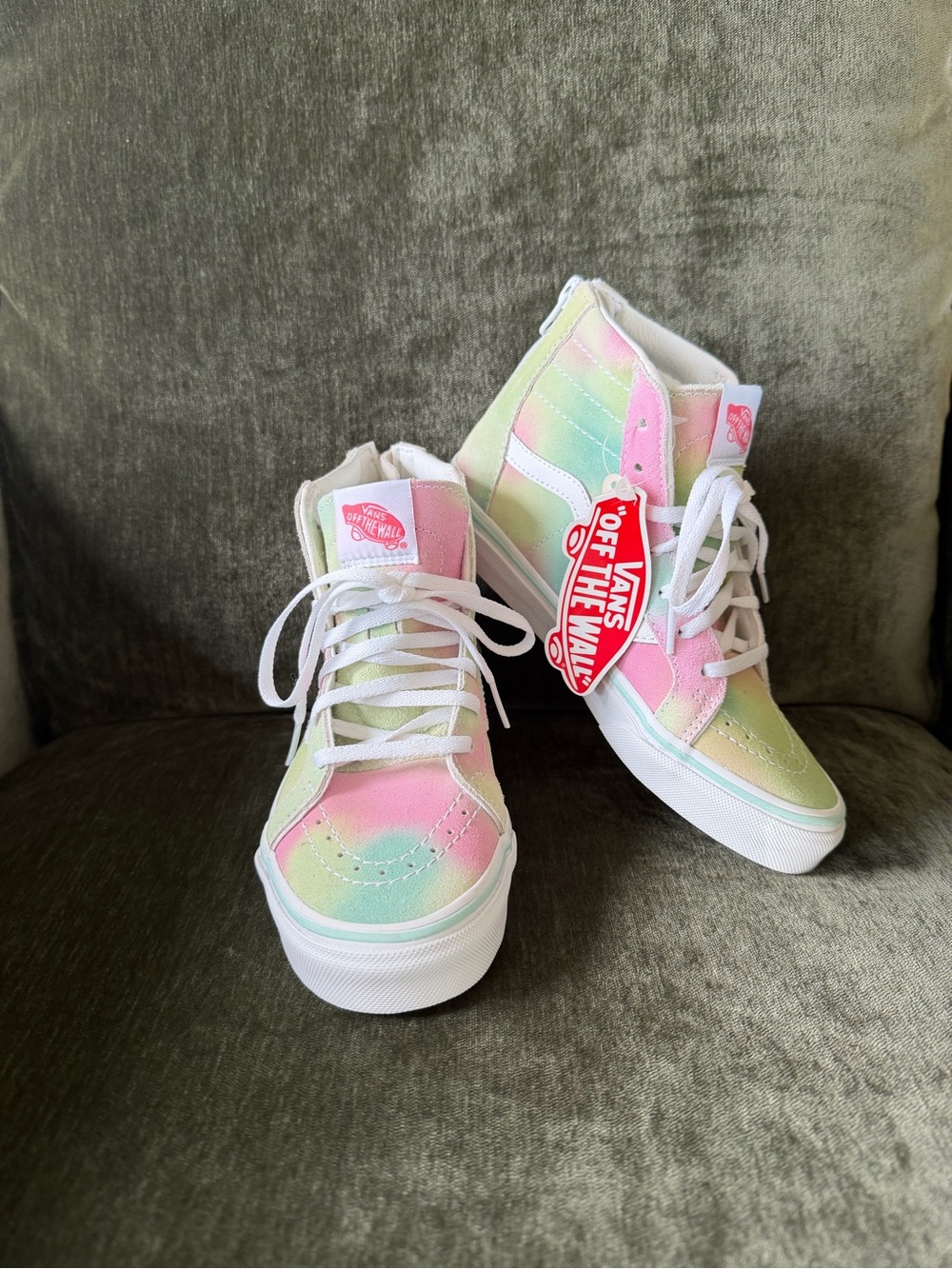Vans Kids High-Top Tie-Dye Sneakers - Pastel Pink & Pastel Green